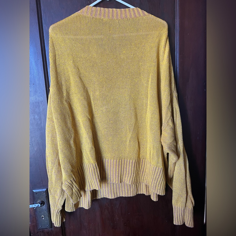 3X J. Crew Women's Linen Cotton Yellow Taupe Crewneck Sweater - Picture 5 of 6